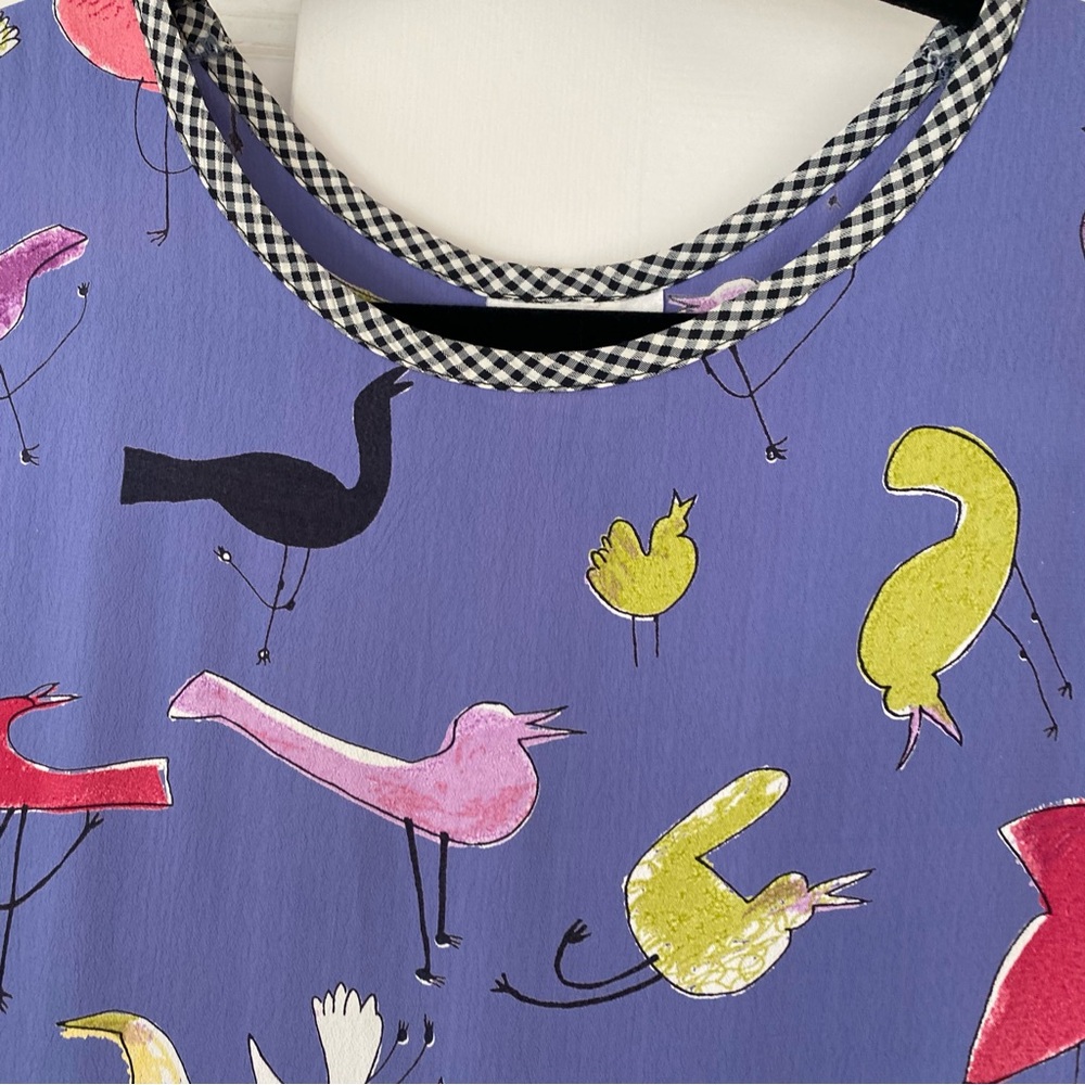 Vintage Maxi Dress 80’s Sleeveless Whimsical Birds L - Picture 4 of 14